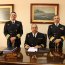 Capitán de Navío Carlos Schnaidt Mecklenburg; Comandante de Operaciones Navales, Contraalmirante Ronald Mc Intyre Astorga, interventor, y Contraalmirante Hernán Miller Oyarzún.
