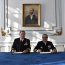 Jefe del Estado Mayor General de la Armada de México, Almirante Luis Alcalá en la firma de acta junto al Jefe del Estado Mayor General de la Armada de Chile, Vicealmirante José Miguel Rivera.