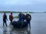 Armada y bomberos de Hualpén rescataron a can desde roqueríos de la desembocadura del río Bío Bío