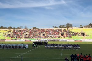 Banda de la Escuela Naval “Arturo Prat” interpretó himnos nacionales en partido amistoso de rugby entre Chile vs Namibia