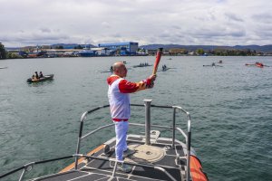 Servidor Naval de la Segunda Zona Naval realiza relevo de antorcha de los Juegos Panamericanos Santiago 2023 